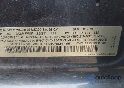 2009 Volkswagen Jetta Tdi from USA, damaged, VIN 3VWRL71K49M036465